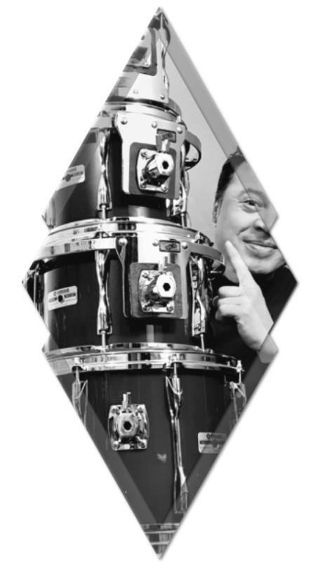 Aimone Roncon con la batteria YAMAHA 9000